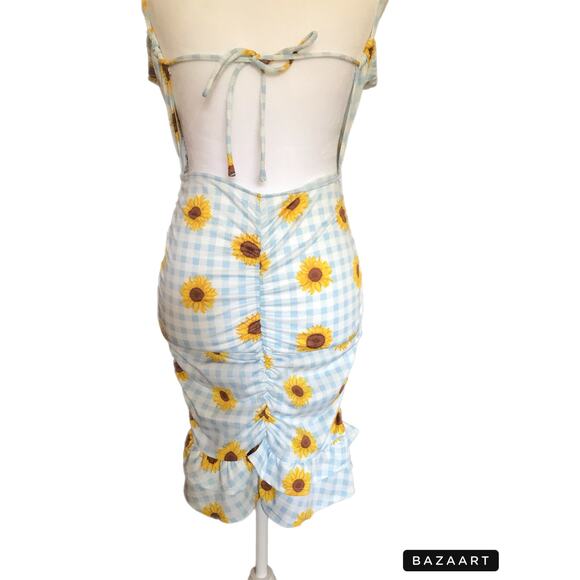 NWT Derek Heart ‎ Women's  New Small Floral Check Open Bodycon Dress - Picture 3 of 9